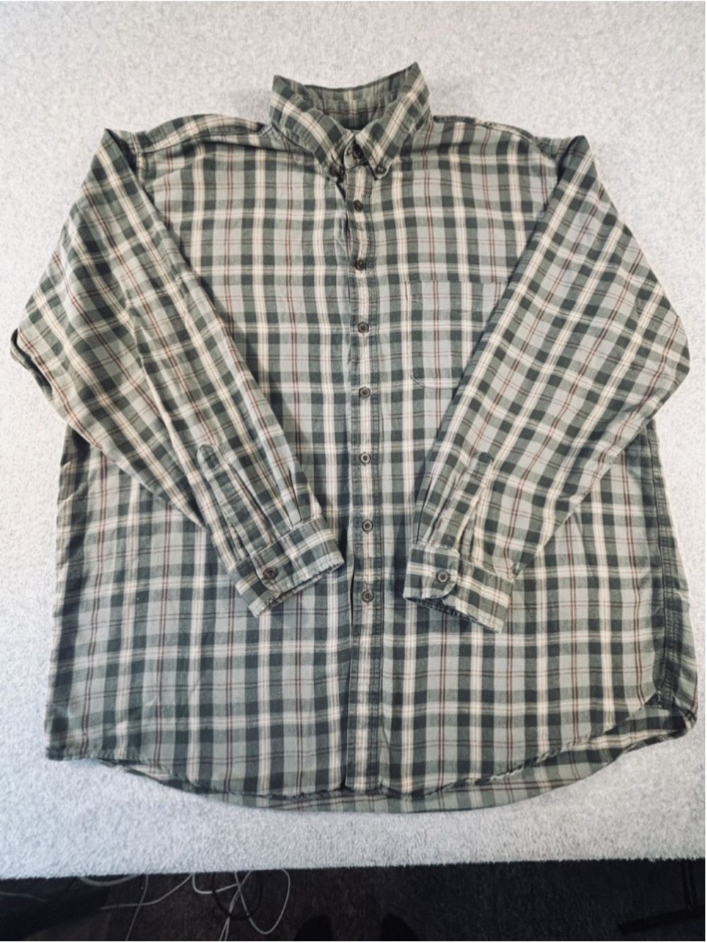 L.L.Bean Northwoods Men’s XXL Green Plaid Long Sleeve Button Down Shirt